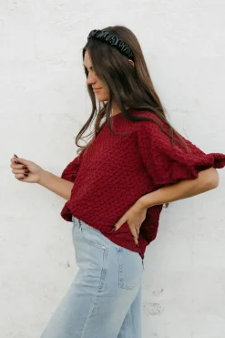 Dongguan Huoyoung Apparel Co Tops|Tops<Adrianne Top-Burgundy