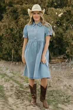 Tea N Rose Maternity Friendly|Nursing Friendly<Amabel Dress-Denim