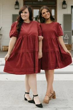 Dongguan Huoyoung Apparel Co Dresses|Maternity Friendly<Ames Dress-Burgundy