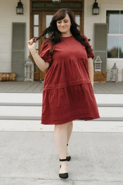 Dongguan Huoyoung Apparel Co Dresses|Maternity Friendly<Ames Dress-Burgundy