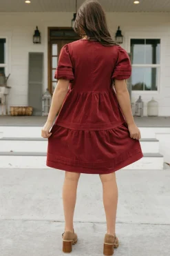 Dongguan Huoyoung Apparel Co Dresses|Maternity Friendly<Ames Dress-Burgundy