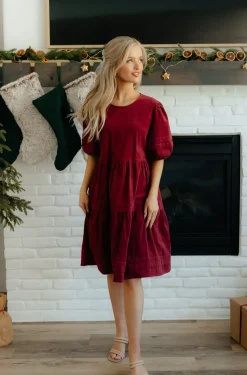 Dongguan Huoyoung Apparel Co Dresses|Maternity Friendly<Ames Dress-Burgundy