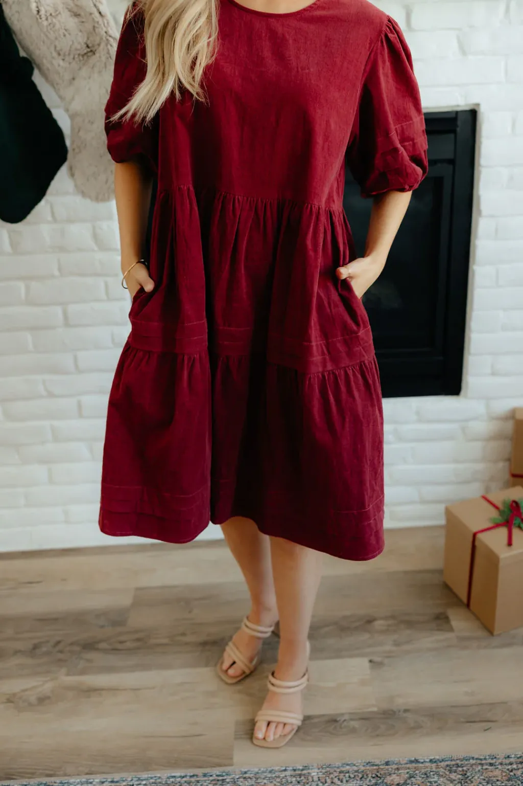 Dongguan Huoyoung Apparel Co Dresses|Maternity Friendly<Ames Dress-Burgundy