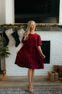 Dongguan Huoyoung Apparel Co Dresses|Maternity Friendly<Ames Dress-Burgundy