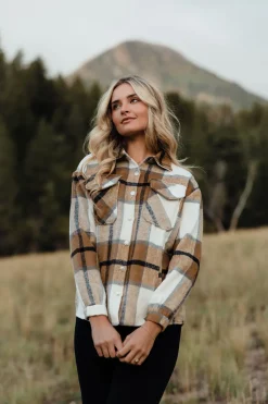 MISS SPARKLING Maternity Friendly|Nursing Friendly<Arwin Flannel-Tan