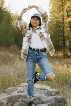 MISS SPARKLING Maternity Friendly|Nursing Friendly<Arwin Flannel-Tan