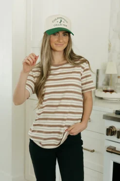 Tea N Rose Tops|Tees<Bennie Tee-Cream/Taupe