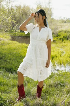 Dongguan Huoyoung Apparel Co Maternity Friendly|Dresses<Caribbean Dress Knee Length- Eyelet