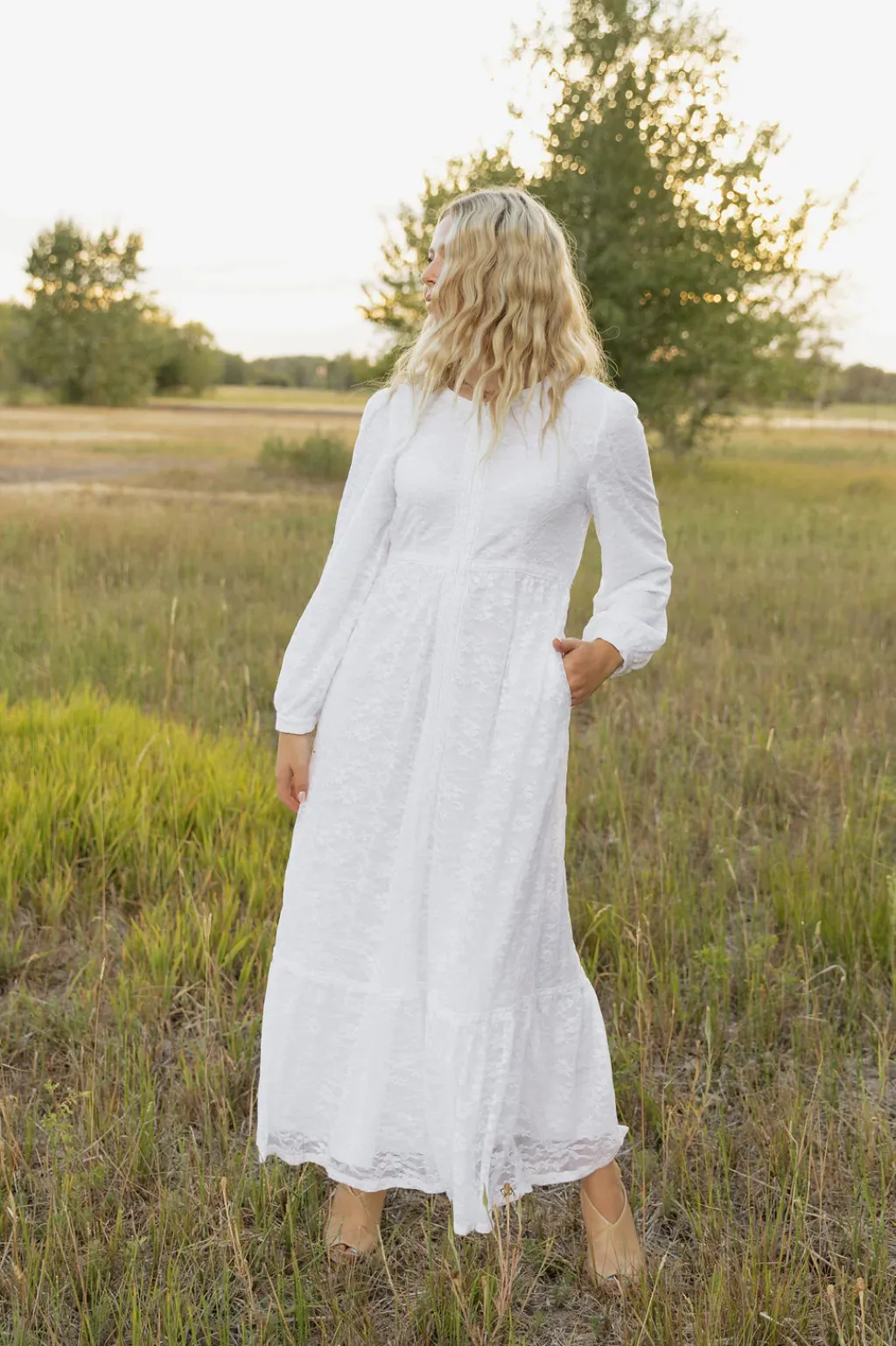Tea N Rose Nursing Friendly|White Collection<Caroline Dress-