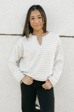 Blu Pepper Long Sleeve<Chandler Top-Cream Stripe