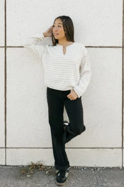 Blu Pepper Long Sleeve<Chandler Top-Cream Stripe
