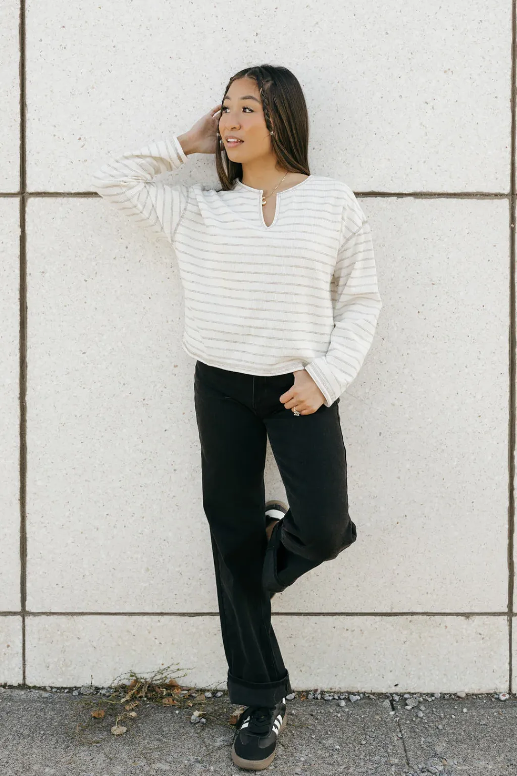Blu Pepper Long Sleeve<Chandler Top-Cream Stripe