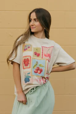 Blume + Co Maternity Friendly|Tees<Cherry Stamps Tee-Sand