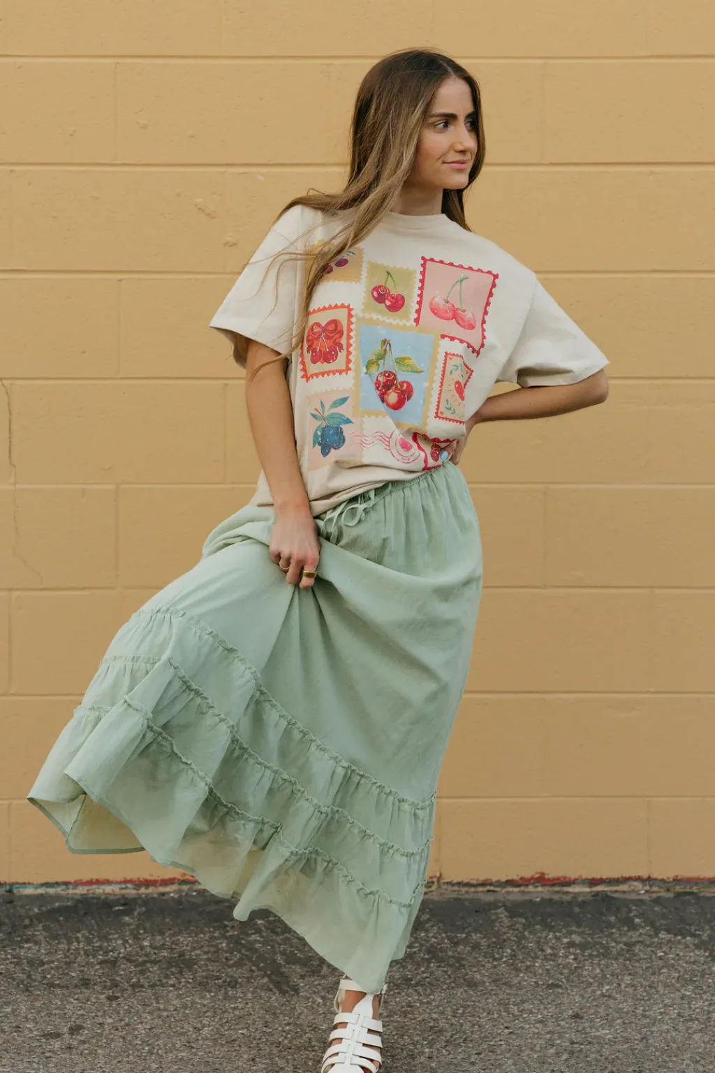 Blume + Co Maternity Friendly|Tees<Cherry Stamps Tee-Sand