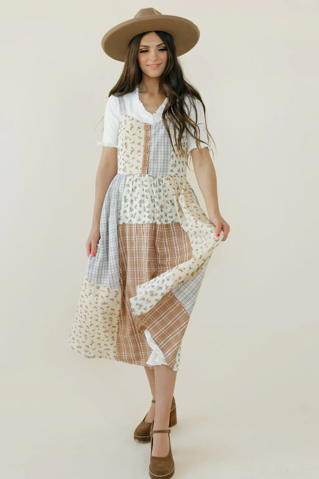 Polagram Maternity Friendly|Nursing Friendly<Claire Dress-Ivory Multi