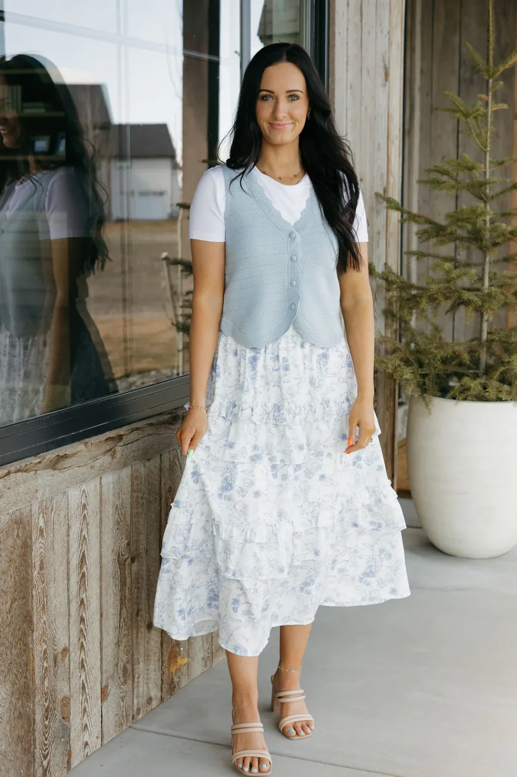 Polagram Bottoms|Skirts<Cynthia Skirt-Ivory/Blue