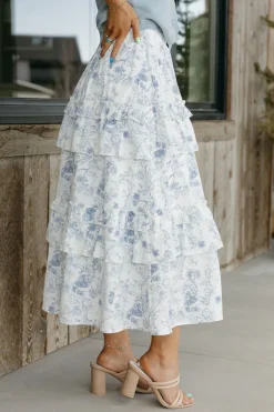 Polagram Bottoms|Skirts<Cynthia Skirt-Ivory/Blue