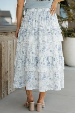 Polagram Bottoms|Skirts<Cynthia Skirt-Ivory/Blue