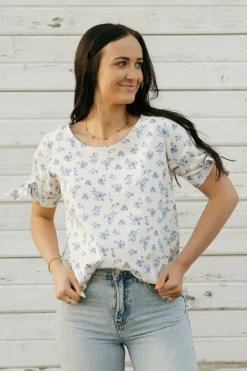 Les Amis Maternity Friendly|Tees<Destiny Top-Ivory/Blue