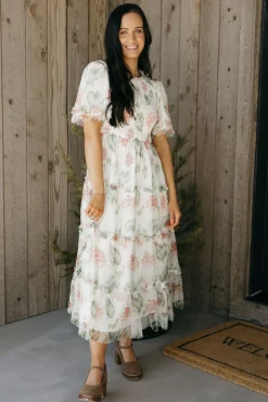 Tea N Rose Dresses|Maxi Dresses<Felicity Dress-Ivory Floral