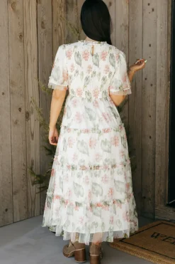 Tea N Rose Dresses|Maxi Dresses<Felicity Dress-Ivory Floral
