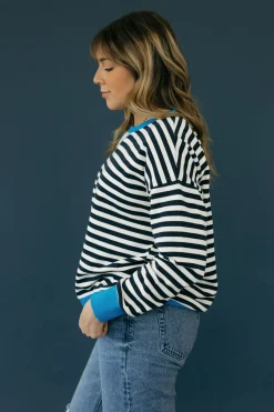 Hem & Thread Long Sleeve<Hale Top-Navy Stripe