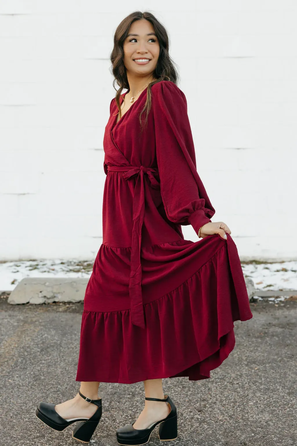 In February Nursing Friendly|Bridesmaid's Dresses<Harlen Dress-Burgundy