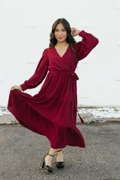 In February Nursing Friendly|Bridesmaid's Dresses<Harlen Dress-Burgundy