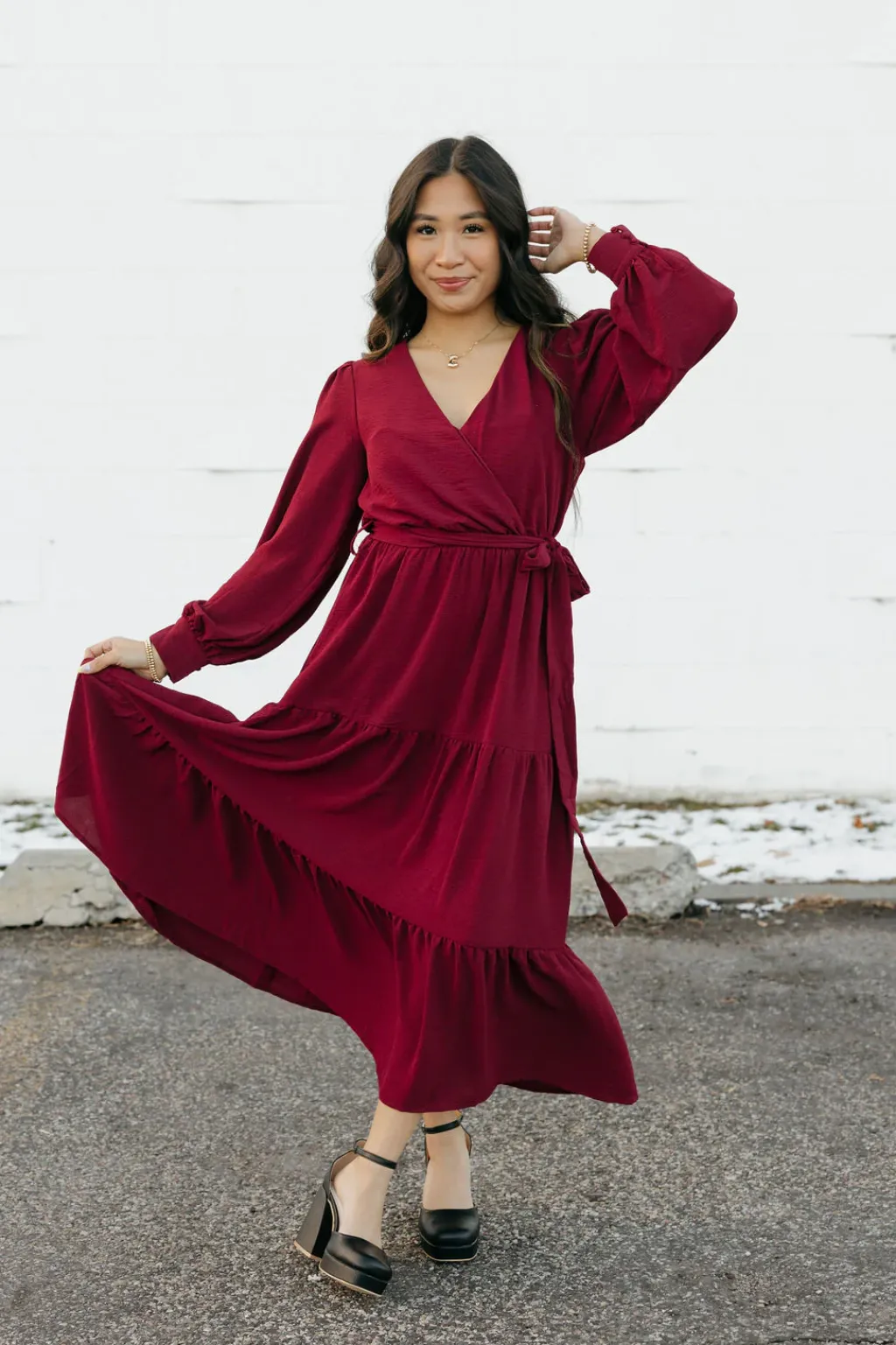 In February Nursing Friendly|Bridesmaid's Dresses<Harlen Dress-Burgundy