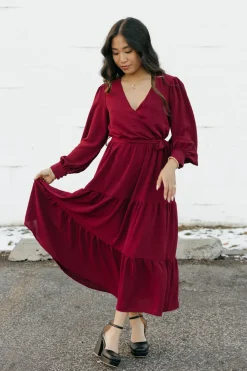 In February Nursing Friendly|Bridesmaid's Dresses<Harlen Dress-Burgundy