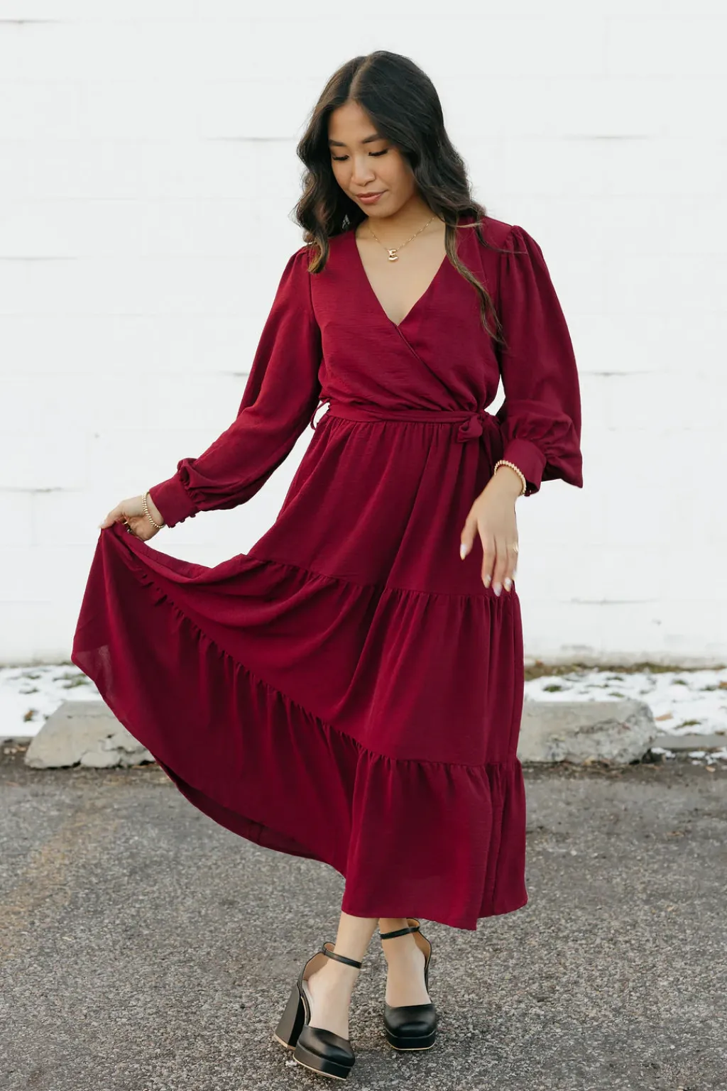 In February Nursing Friendly|Bridesmaid's Dresses<Harlen Dress-Burgundy