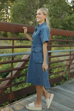 Polagram Nursing Friendly|Dresses<Hayes Dress-Denim