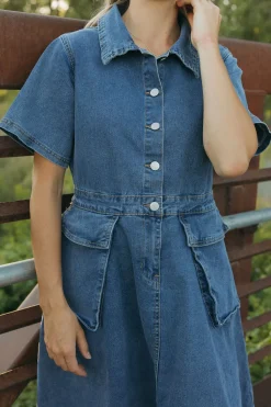 Polagram Nursing Friendly|Dresses<Hayes Dress-Denim
