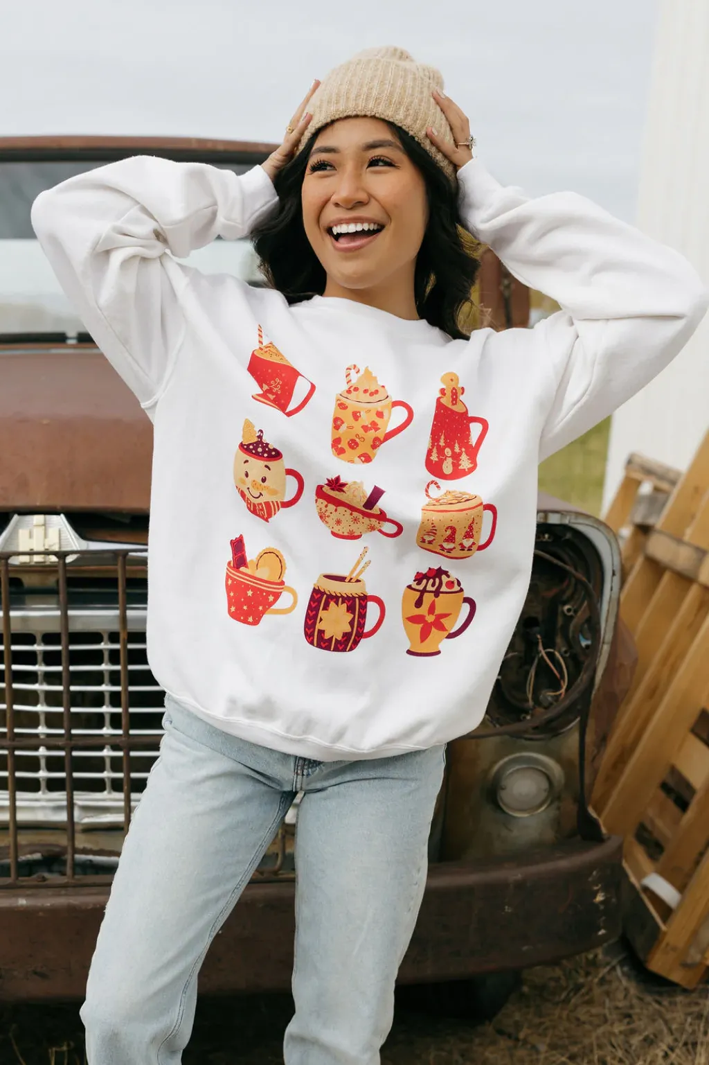 Sweet Claire Tops|Pullovers<Hot Chocolate Pullover-Cream