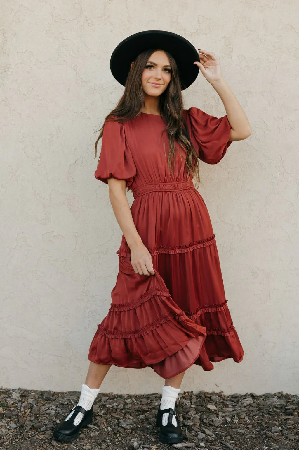 Tea N Rose Bridesmaid's Dresses|Wedding<Jannette Dress-Burnt Umber