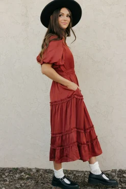Tea N Rose Bridesmaid's Dresses|Wedding<Jannette Dress-Burnt Umber