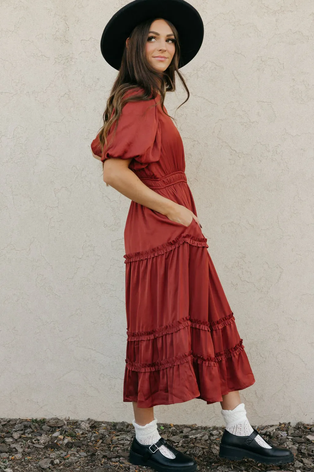 Tea N Rose Bridesmaid's Dresses|Wedding<Jannette Dress-Burnt Umber