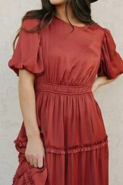 Tea N Rose Bridesmaid's Dresses|Wedding<Jannette Dress-Burnt Umber
