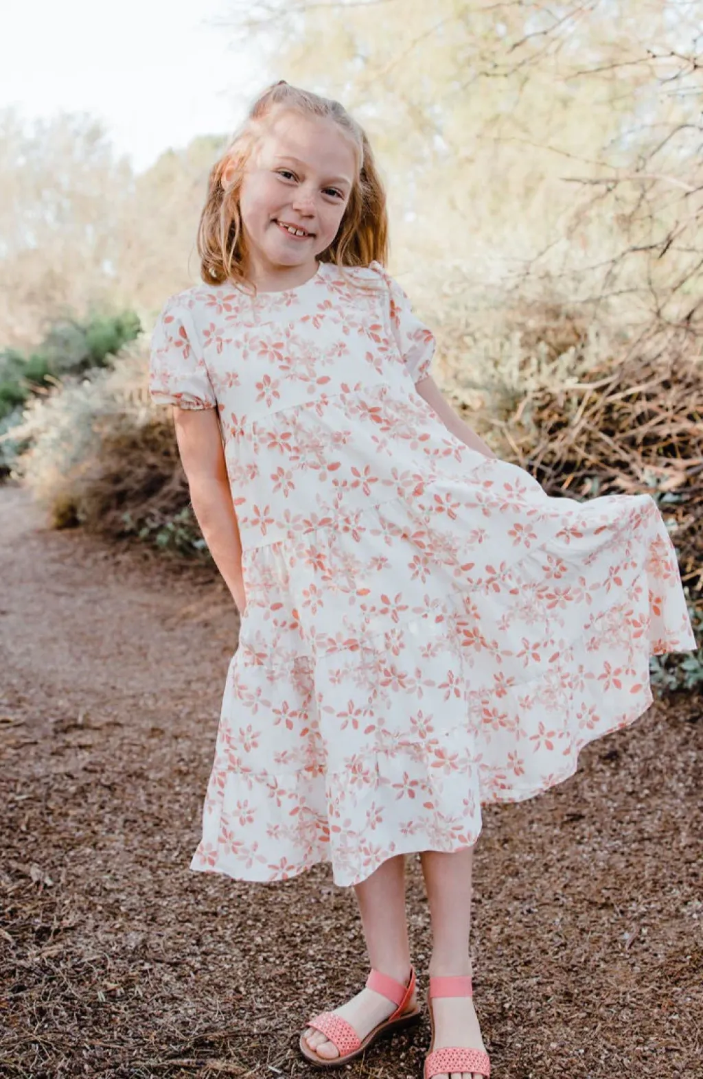 Kids Love Olive Co Mommy & Me|Kids<Little Girl's Quinton Dress-Ivory/Peach