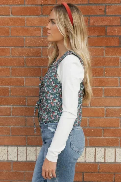 Polagram Outerwear|Tops<Lorretta Vest-Navy Floral
