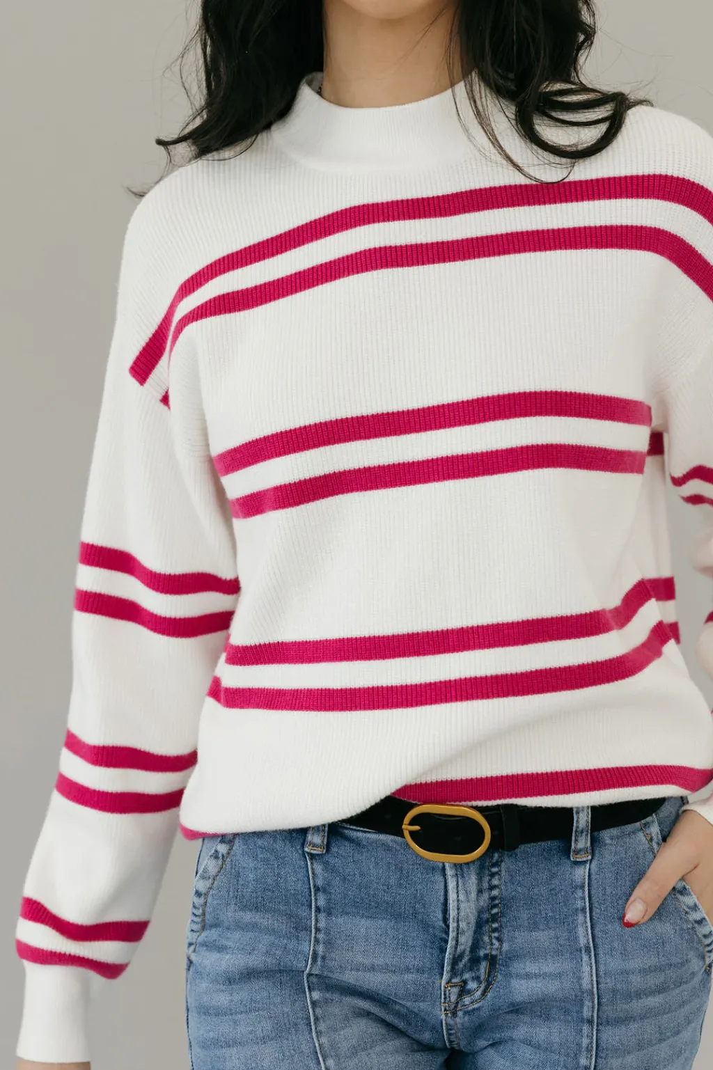 Dongguan Huoyoung Apparel Co Sweaters|Tops<Lovie Sweater-Ivory/Magenta