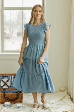 Mine and E&M Maternity Friendly|Midi Dresses<Maddy Dress-Chambray