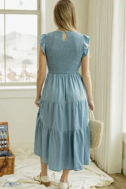 Mine and E&M Maternity Friendly|Midi Dresses<Maddy Dress-Chambray