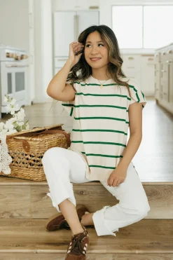 Tea N Rose Maternity Friendly|Tees<Mesa Top-Oat/Green