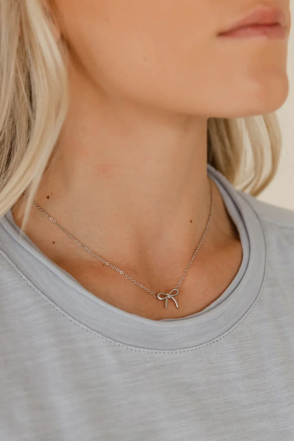 Ali Express Necklaces<Mini Bow Necklace-Silver