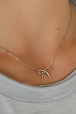 Ali Express Necklaces<Mini Bow Necklace-Silver