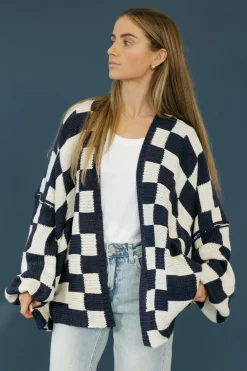Miss Love Cardigans<Novalee Cardigan-White/Navy