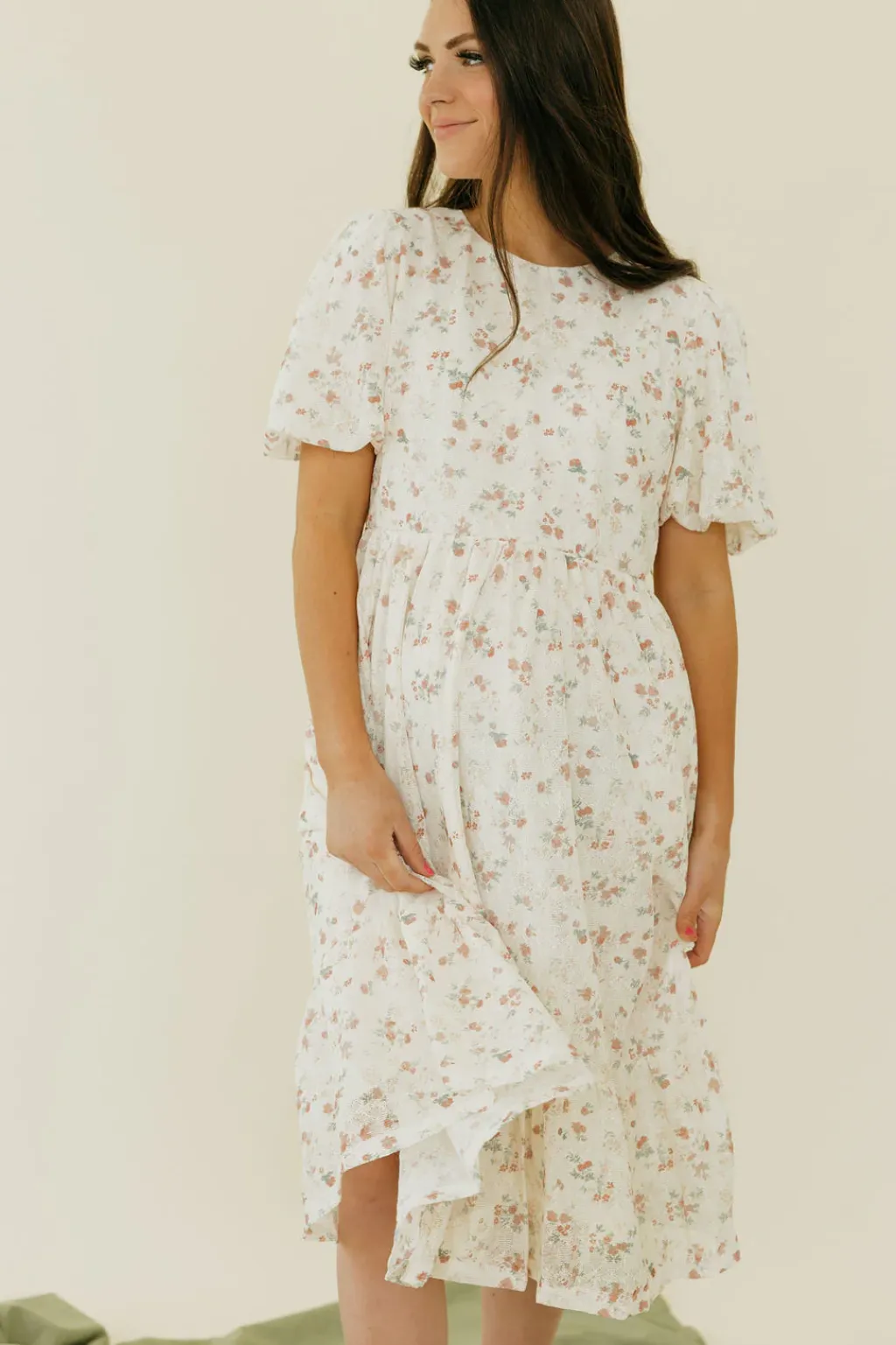 Tea N Rose Maternity Friendly|Dresses<Olivia Dress-Ivory Floral