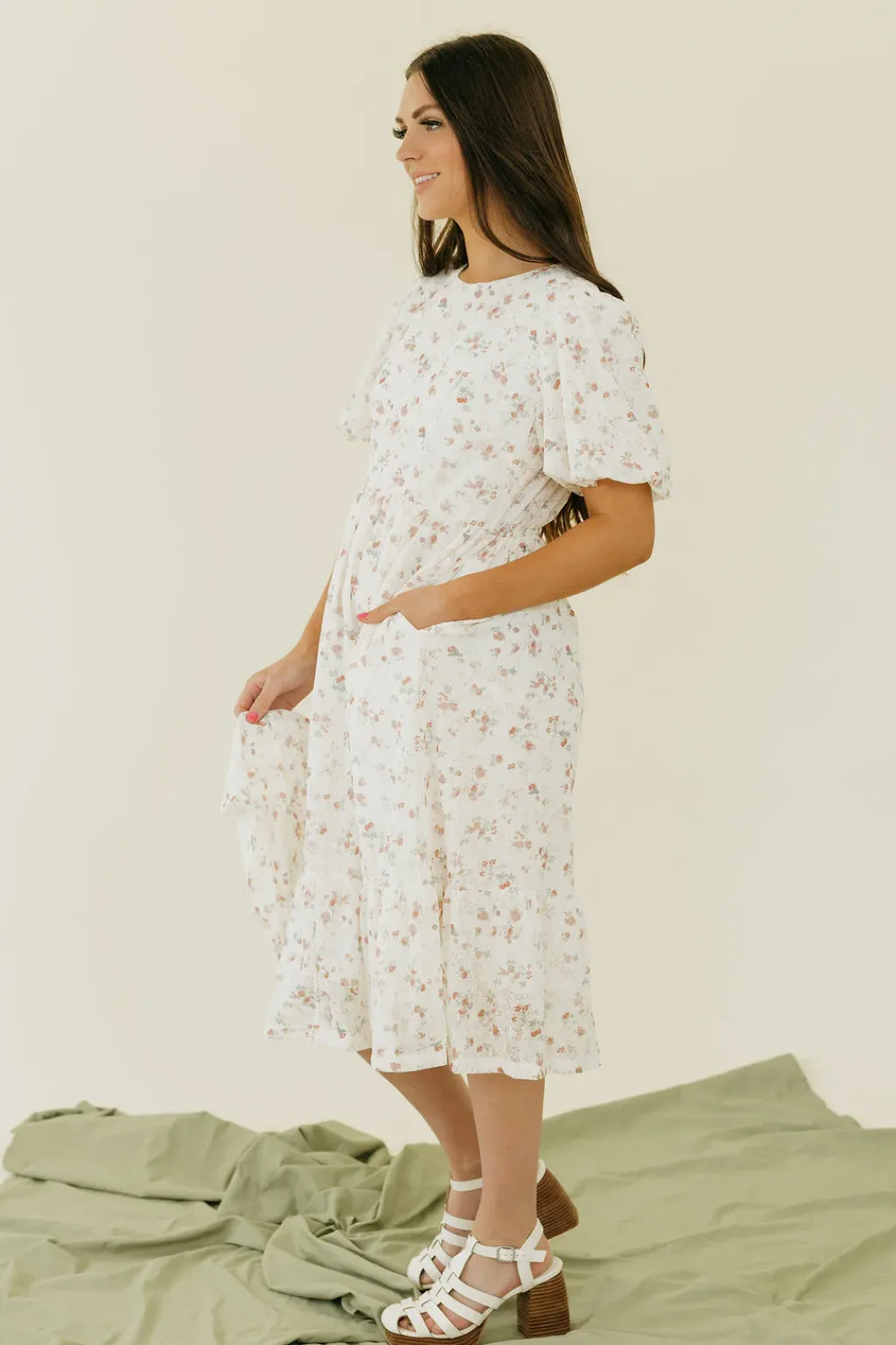Tea N Rose Maternity Friendly|Dresses<Olivia Dress-Ivory Floral