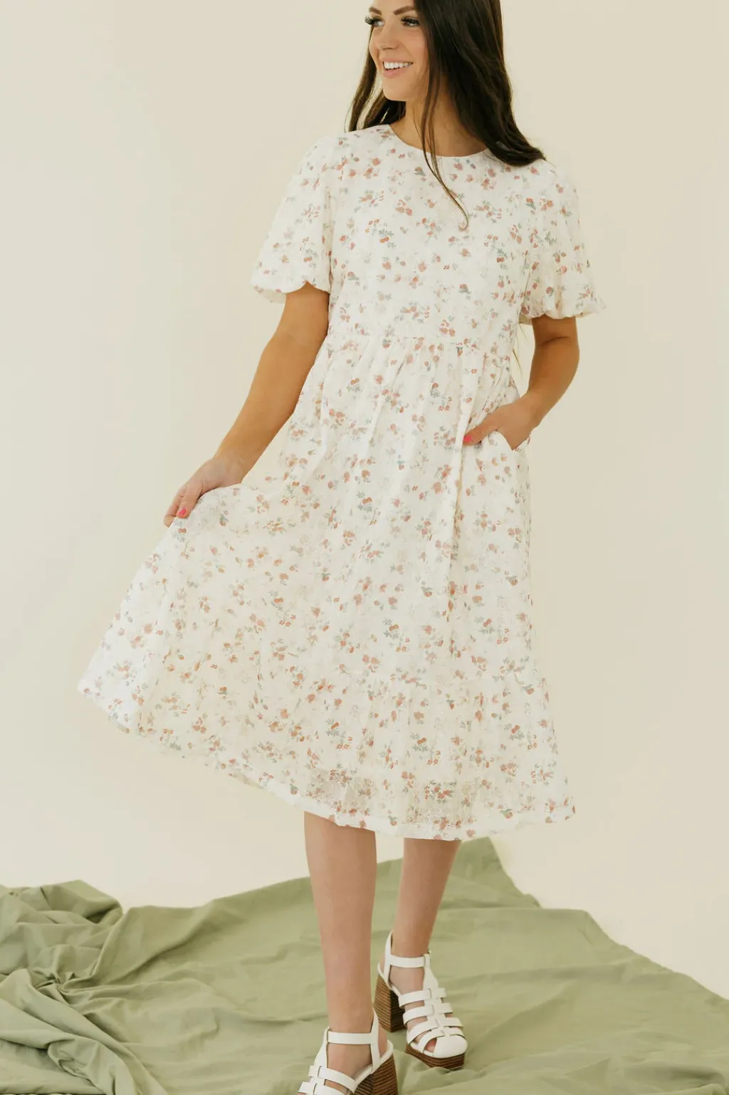 Tea N Rose Maternity Friendly|Dresses<Olivia Dress-Ivory Floral